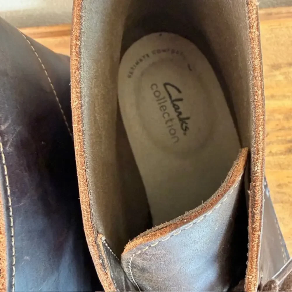 Clarks Brown Leather Shepton Chukka Boots - Size 10.5